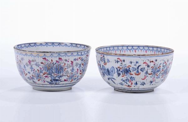 Two polychrome enamelled porcelain bowls with butterflies, China, Qing Dynasty, 18th century