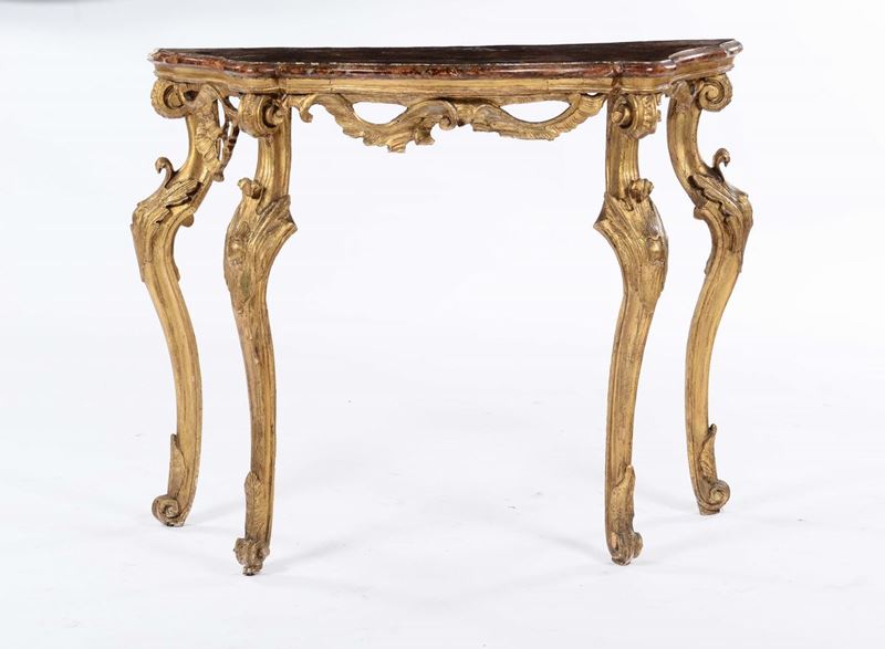 Consolle in legno intagliato e dorato, Veneto XVIII secolo  - Auction Asta a Tempo Antiquariato - II - Cambi Casa d'Aste