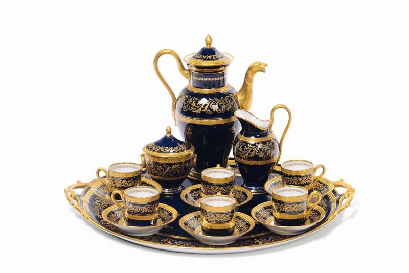 Servizio da caffè in porcellana blu e oro, Richard Ginori  - Asta Antiquariato - Cambi Casa d'Aste