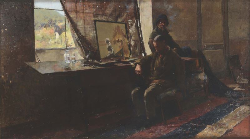 Giuseppe Ferdinando Piana (1864-1956) Scena di studio  - Asta Dipinti del XIX e XX secolo - Cambi Casa d'Aste