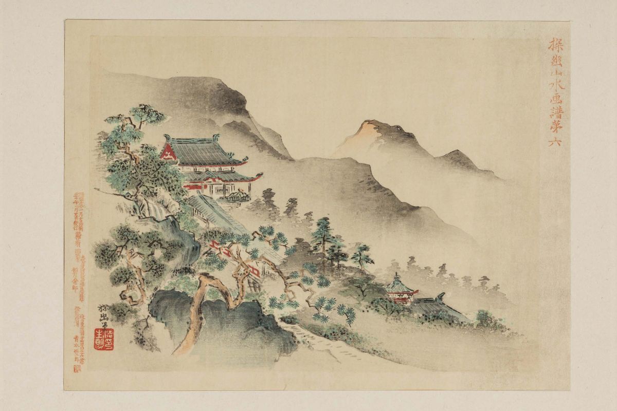 Otto Dipinti su Carta Raffiguranti Paesaggi con Iscrizioni, Cina, Inizio XX Secolo