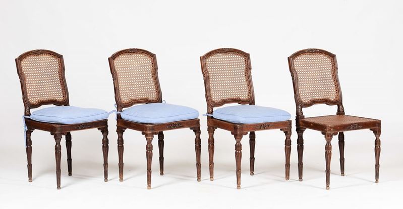 Quattro sedie in stile Luigi XVI  - Auction Fine Art - Cambi Casa d'Aste