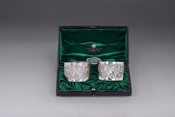 A pair of Victorian silver napkin rings, 1896