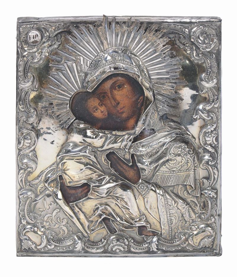 A silver riza icon, Saint Petersburg 1846 marks  - Auction Silver Collection - Cambi Casa d'Aste
