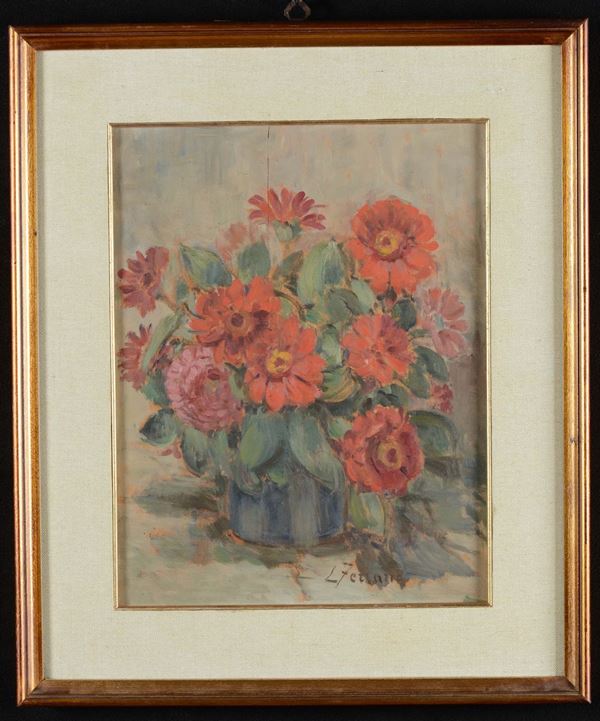 Linda Ferrario (1876-1957) Vaso di fiori
