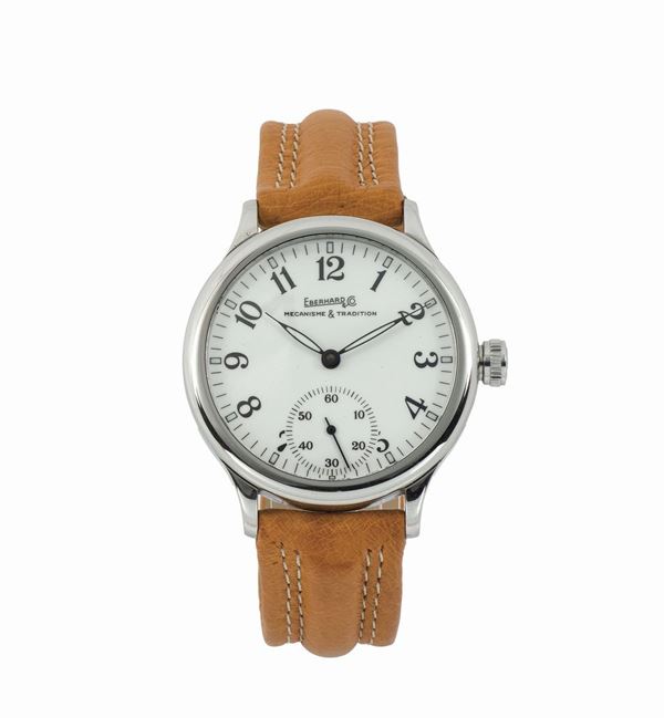 Eberhard  TRAVERSETOLO, cassa No. 21020VZ, Ref.3489, orologio da polso in acciaio con fibbia originale. Accompagnato da scatola e garanzia. Venduto nel 2008