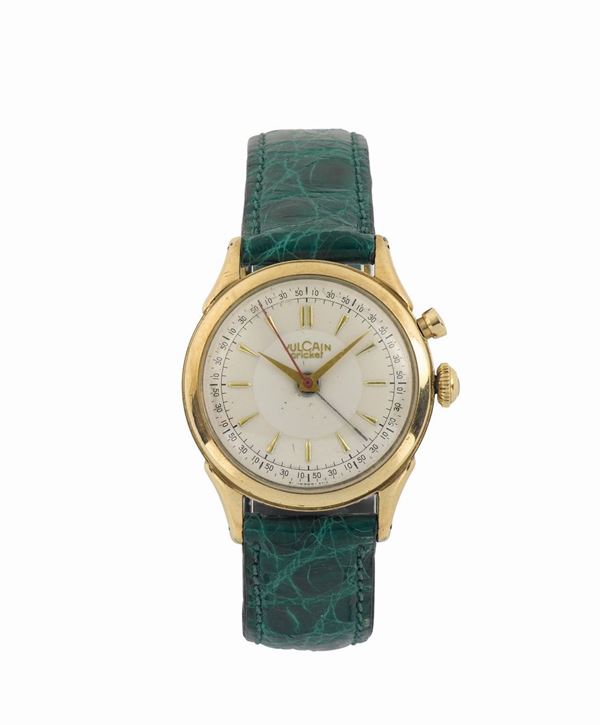 VULCAIN, Cricket, stainless steel and gold filled wristwatch with alarm. Made circa 1960