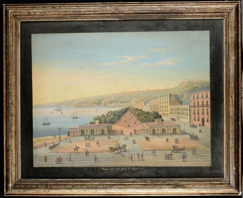 Anonimo del XX secolo Veduta della Villa Reale di Napoli  - Auction Fine Art - Cambi Casa d'Aste