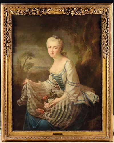 Louis Toque (parigi 1696 - 1772)ritratto di Gentildonna