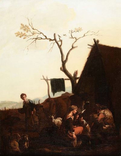 Michelangelo Cerquozzi (roma 1602 - 1660)scena di Vita Paesana