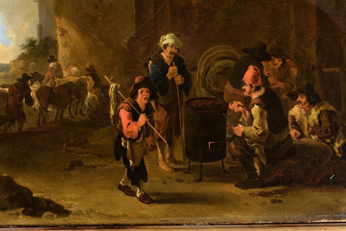 Andries Both (utrecht 1611/12 - Venezia 1641)scena di Popolani con Vendita di Castagne