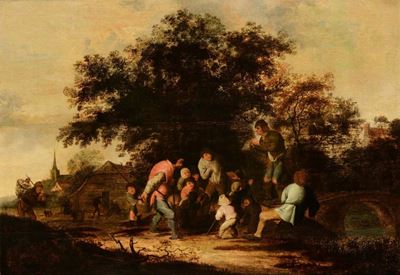 Isaac Van Ostade (haarlem 1621-1649)paesaggio con Figure