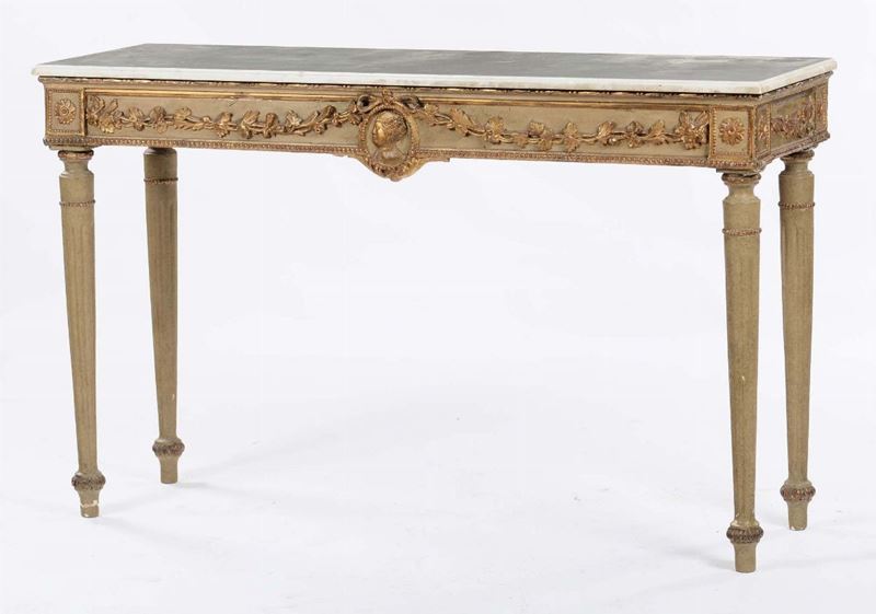 Tavolo da centro in legno laccato e dorato, Francia, stile Luigi XVI  - Asta Antiquariato - Cambi Casa d'Aste