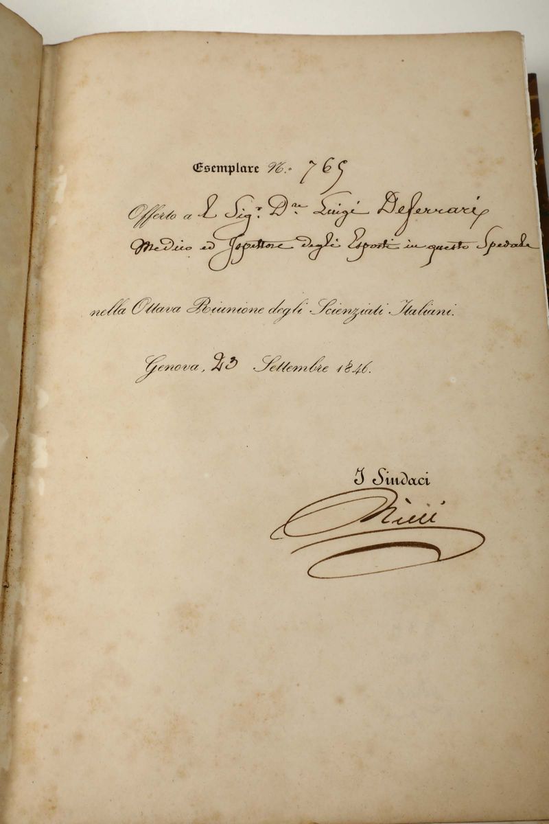 Genova- Atti Convegno 1846descrizione di Genova e del Genovesato, Voll. I-III, Genova, Ferrando, ...