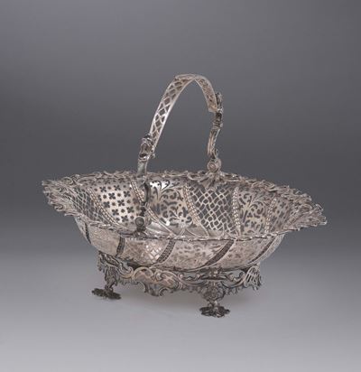 Cestino Ovale in Argento Traforato, Argentiere S.herbert & Co, Londra 1763