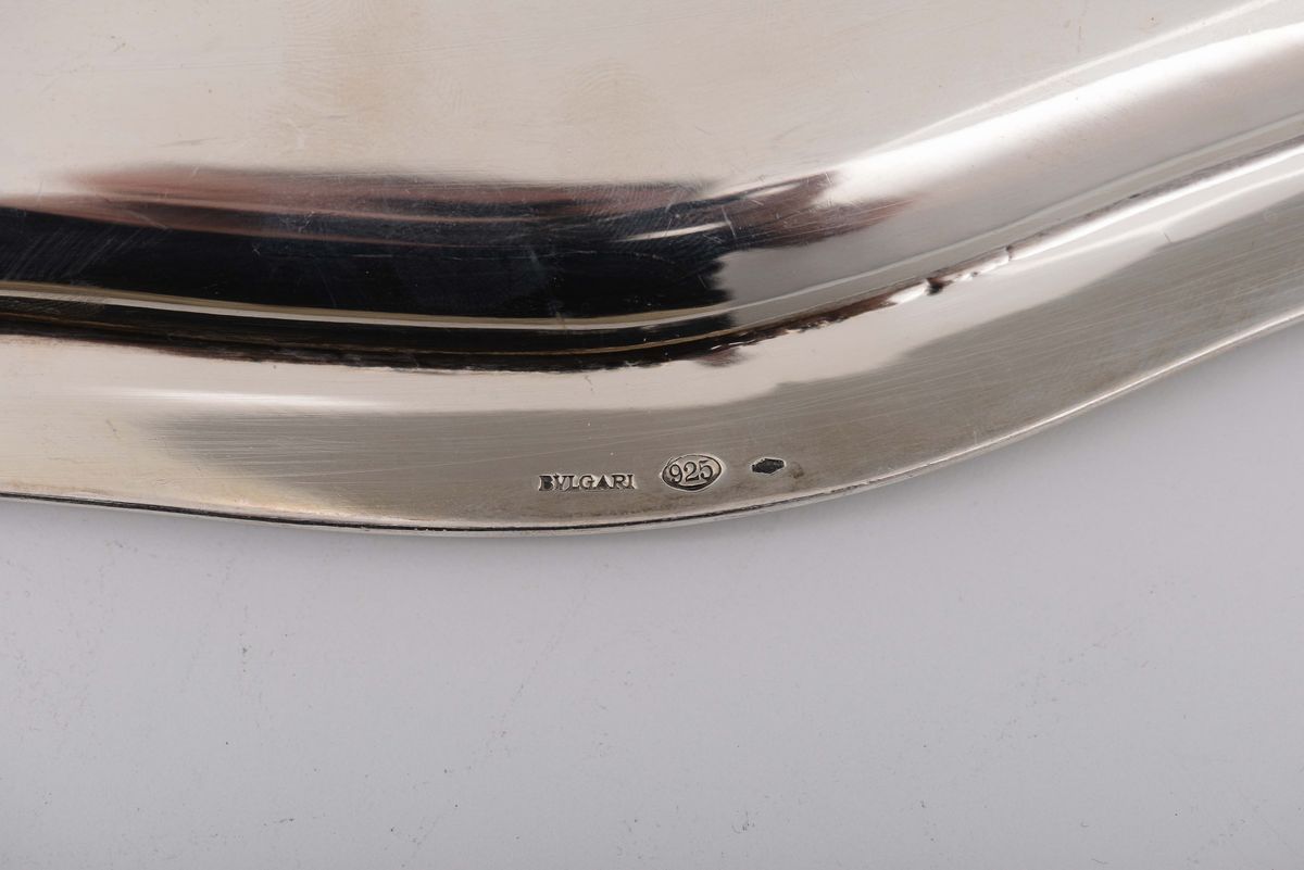 Vassoio da Portata Ovale in Argento. Bulgari, Italia Seconda Metà del XX Secolo