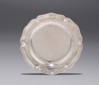 Piatto in Argento Sbalzato, Console Gca e Argentiere Ap.. (non Identificati), Palermo 175(?)