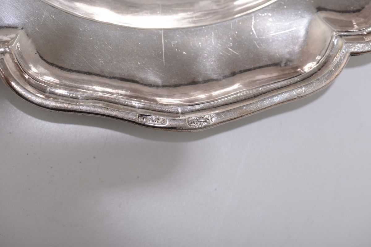 Piatto in Argento Sbalzato, Console Gca e Argentiere Ap.. (non Identificati), Palermo 175(?)