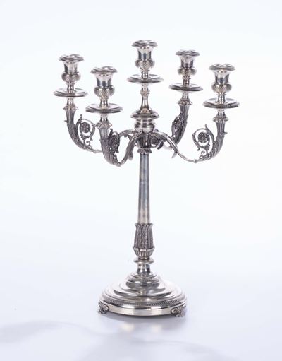 Candelabro in Argento a Sei Luci, Italia, XX Secolo