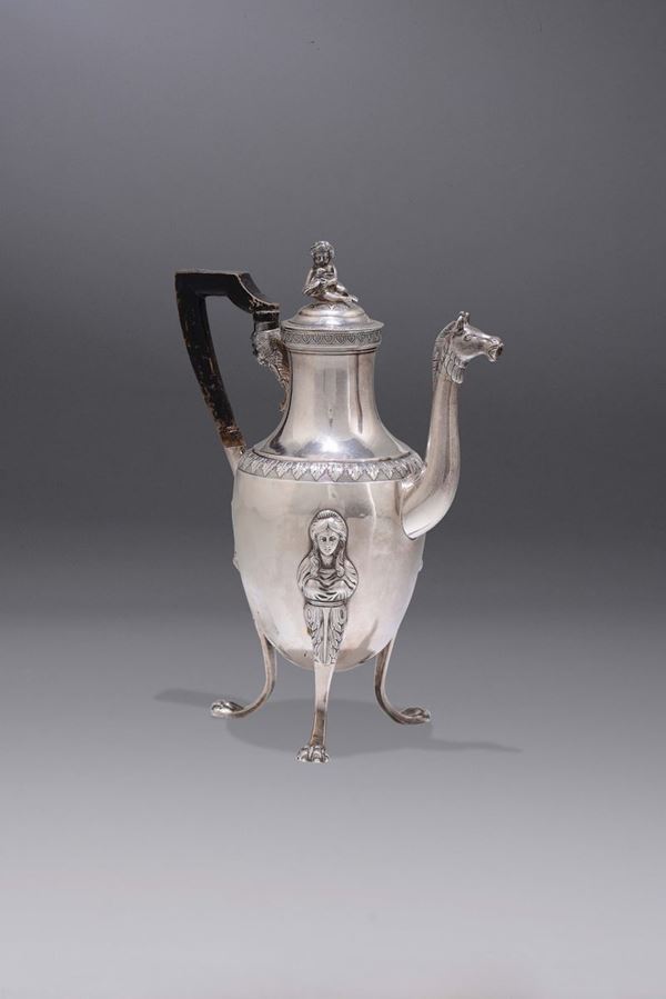 A silver coffee-pot, Naples, early 19th century.