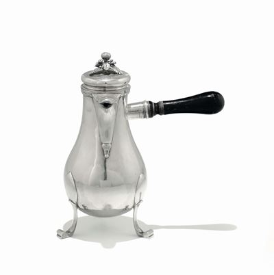 Caffettiera in Argento Sbalzato e Cesellato, Napoli, Seconda Metà XVIII Secolo, Bollo Dell'arte N...