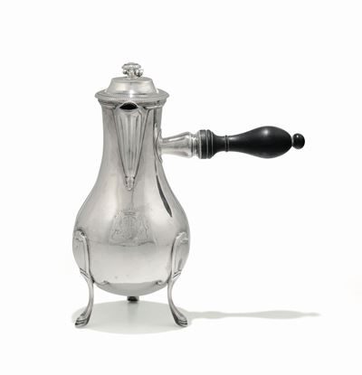 Caffettiera in Argento Primo Titolo Sbalzato, Fuso e Cesellato, Parigi 1794-1797 Argentiere Jfc E...