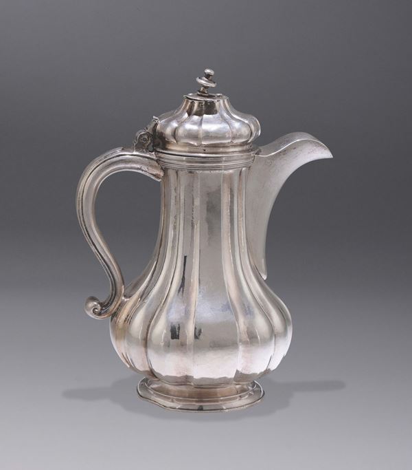 A rare silver coffee pot, marks, Naples, first half of the 18th century