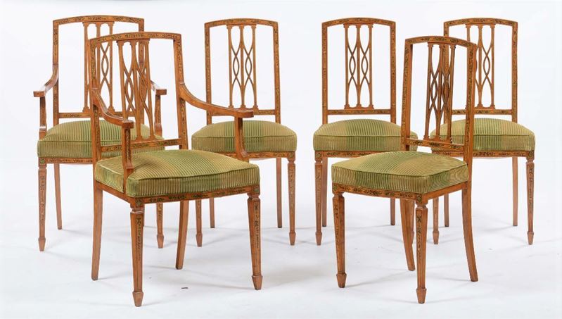 Salottino composto da due poltrone e quattro sedie  - Auction Asta a Tempo Antiquariato - II - Cambi Casa d'Aste
