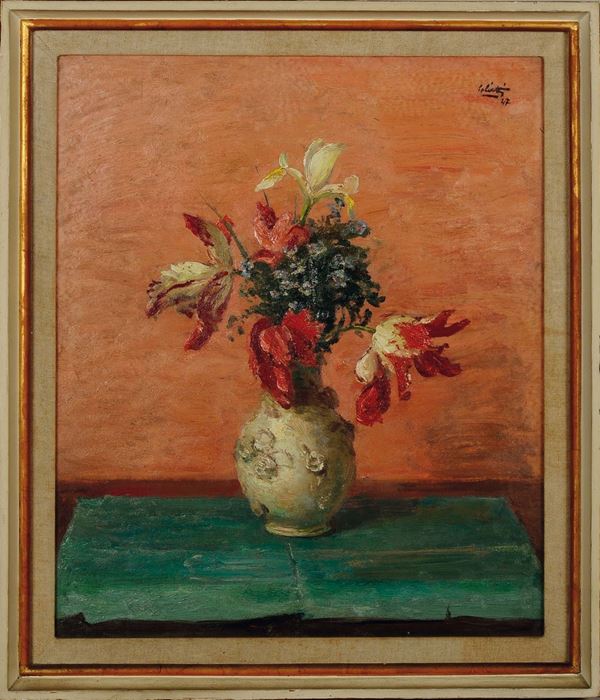Alberto Salietti (1892 - 1961) Tulipani fioriti, 1947