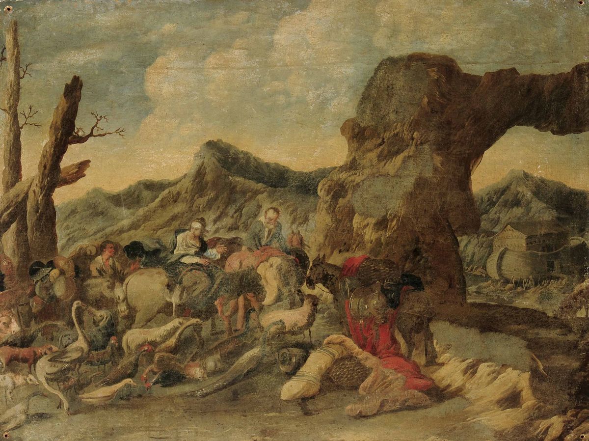 Antonio Travi Detto il Sestri (sestri Ponente 1608 - Genova 1665)figure con Armenti in un Paesagg...