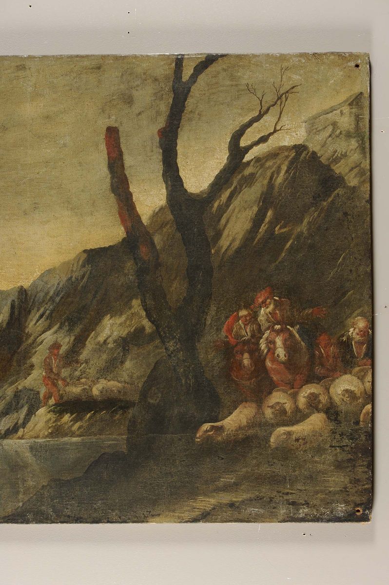 Antonio Travi Detto il Sestri (sestri Ponente 1608 - Genova 1665)figure con Armenti in un Paesagg...