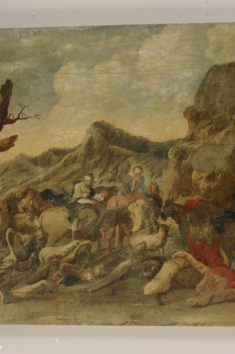 Antonio Travi Detto il Sestri (sestri Ponente 1608 - Genova 1665)figure con Armenti in un Paesagg...