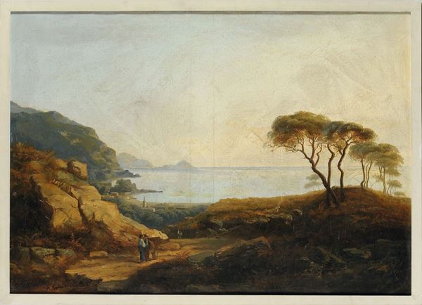 A. Costa Zenoglio (XIX secolo) Veduta costiera ligure, 1856