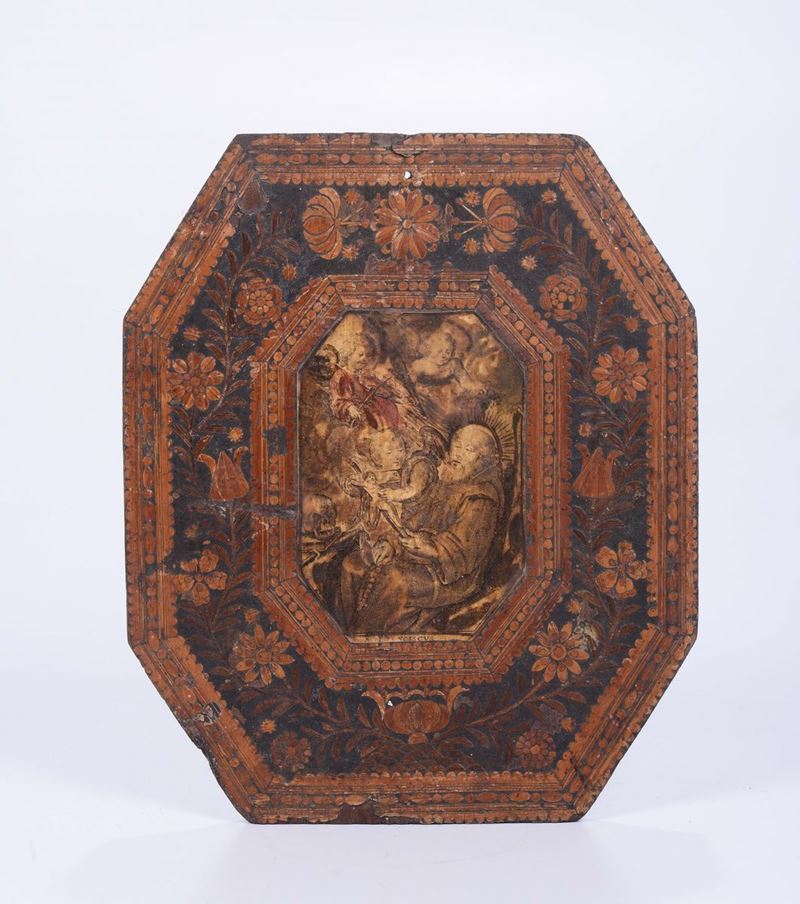 Pannelino ottagonale in legno intarsiato  - Asta Asta a Tempo Antiquariato - II - Cambi Casa d'Aste