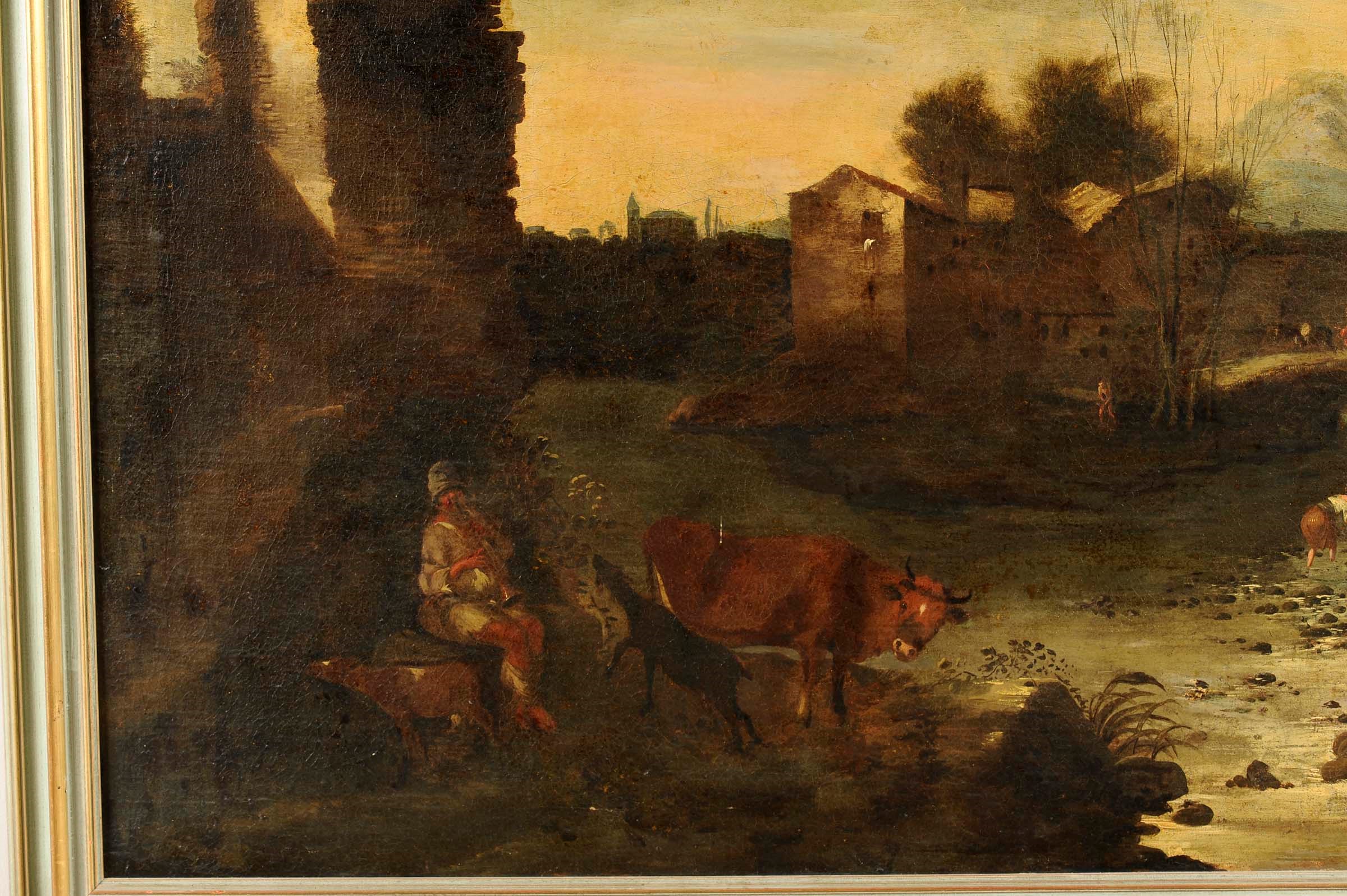 Antonio Travi Detto il Sestri - Paesaggio con Rovine e Figure