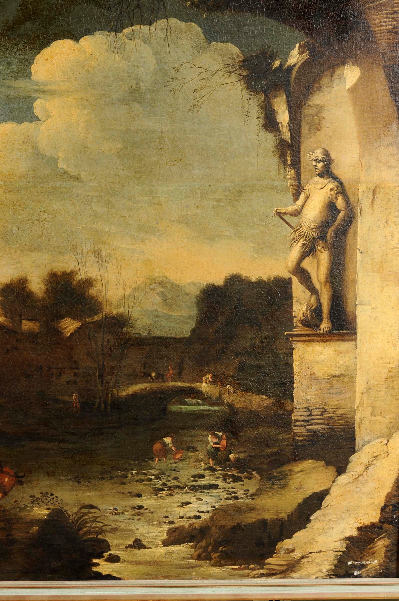 Antonio Travi Detto il Sestri - Paesaggio con Rovine e Figure