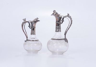 Due Brocche in Cristallo con Montatura in Argento