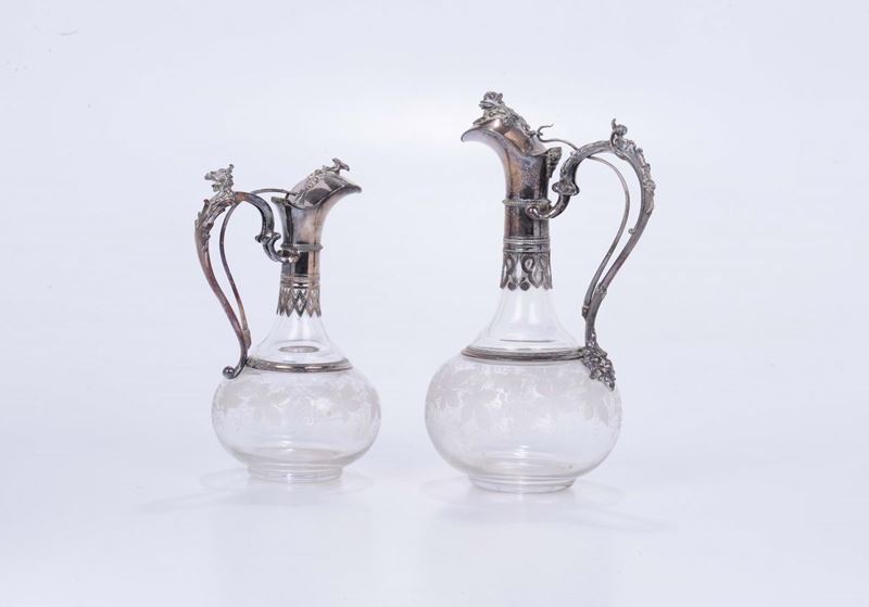 Due brocche in cristallo con montatura in argento  - Asta Antiquariato - Cambi Casa d'Aste