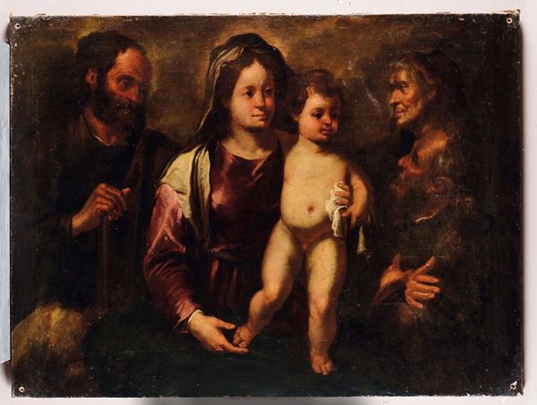 Gioacchino Assereto (Genova 1600-1649), bottega di (Maestro Monticelli d’Ongina) Madonna col Bambino e Santi