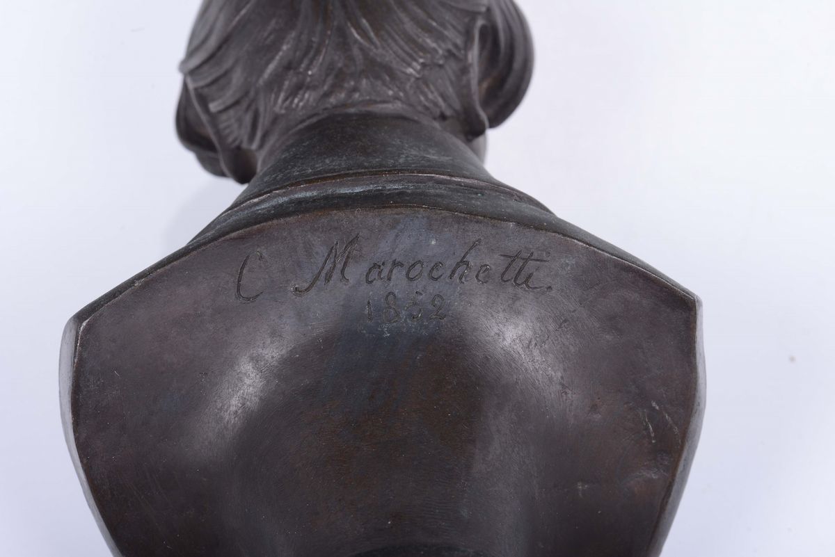 Busto Maschile e Cane in Bronzo