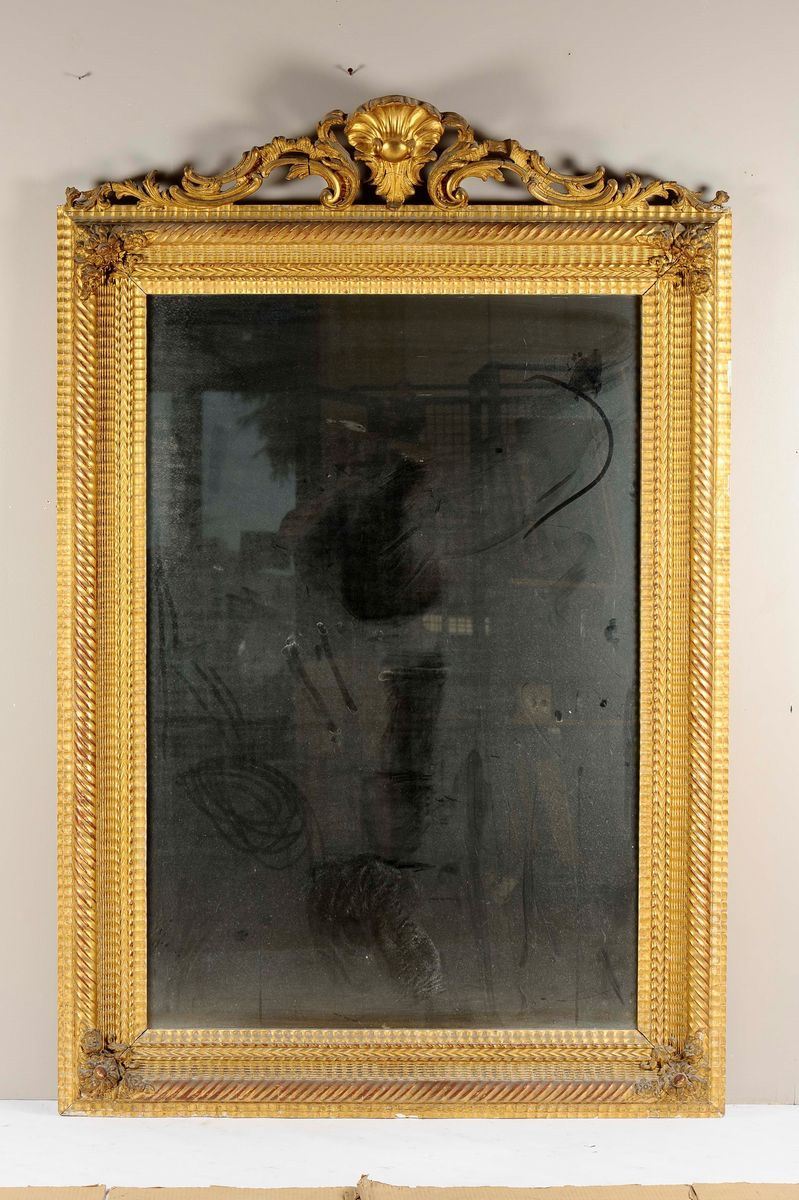 Grande specchiera dorata, XIX secolo  - Auction Asta a Tempo Antiquariato - II - Cambi Casa d'Aste