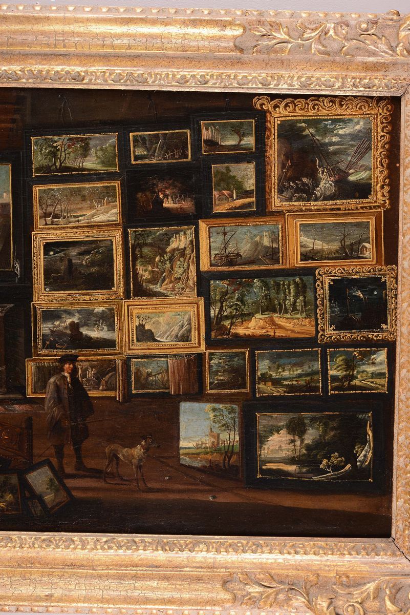 David Teniers ( Anversa 1610 - Bruxelles 1690), nei Modi Diinterno di un Palazzo con Figure Dentr...