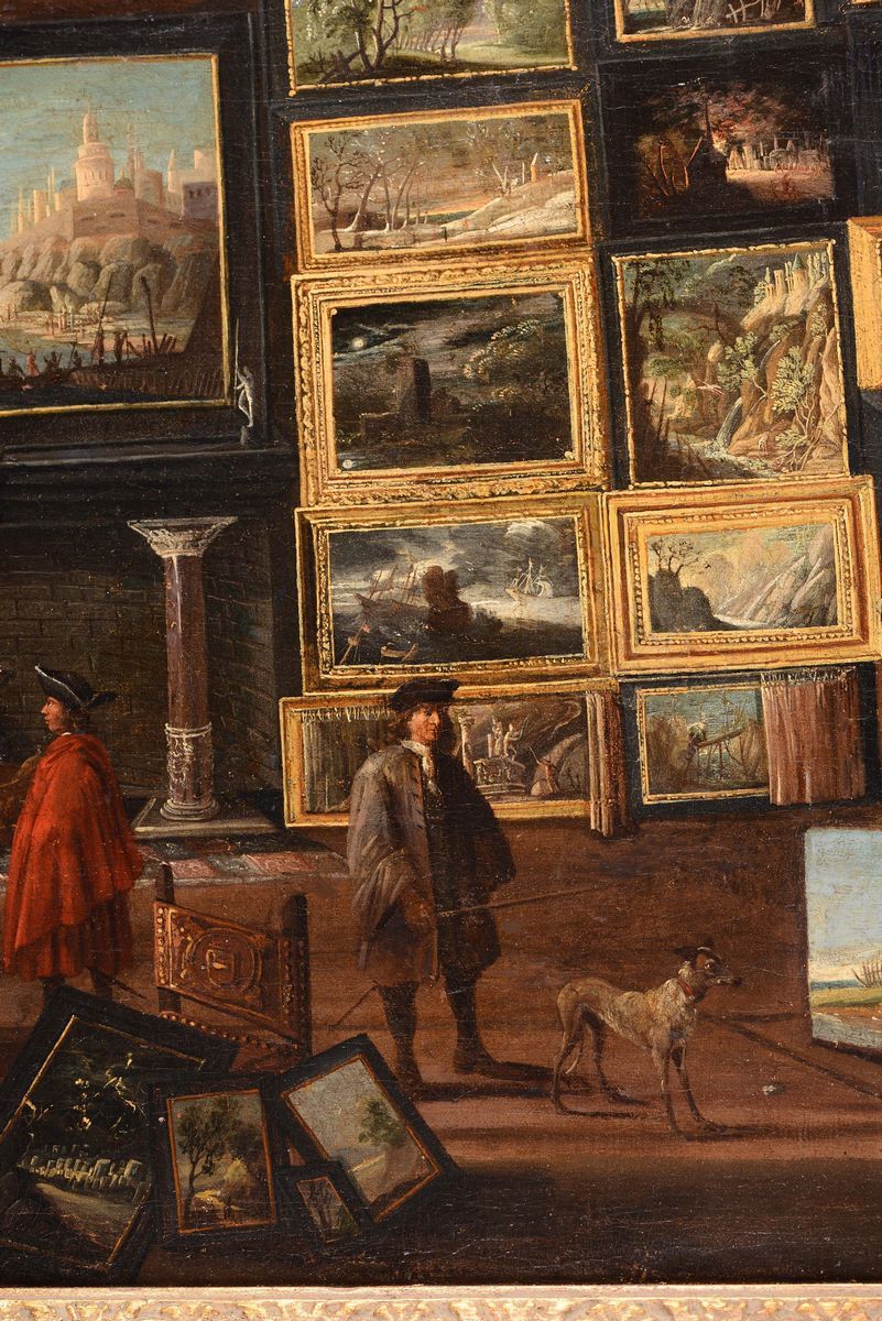 David Teniers ( Anversa 1610 - Bruxelles 1690), nei Modi Diinterno di un Palazzo con Figure Dentr...