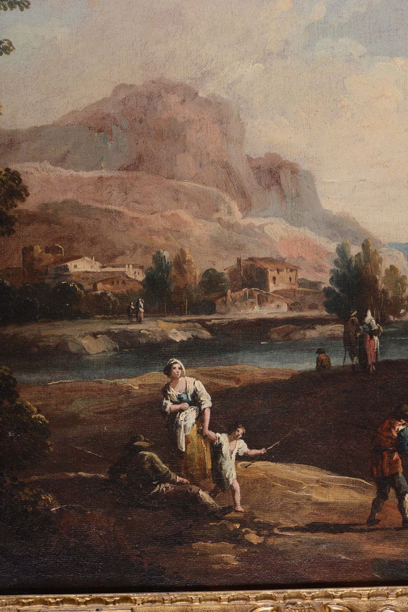Giuseppe Zais (forno di Canale 1709 - Treviso 1784)paesaggio con Contadini e Bestiame Paesaggio c...