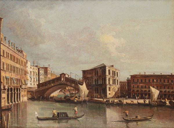Giacomo Guardi (Venezia 1764-1835) attribuito a Veduta della chiesa di Santa Maria della Salute; Veduta del ponte di Rialto