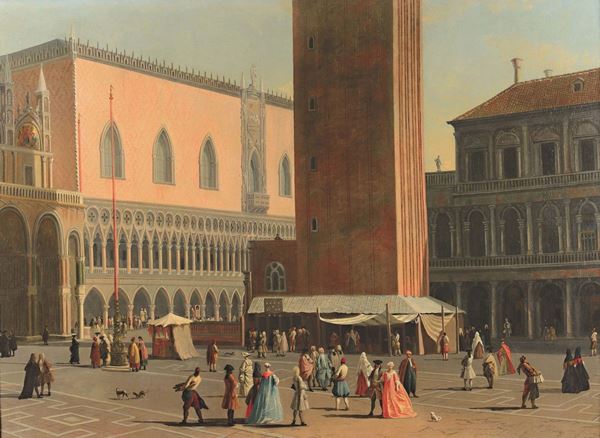 Giovanni Richter (Stoccolma 1665 - Venezia 1745) Veduta di piazza San Marco a Venezia