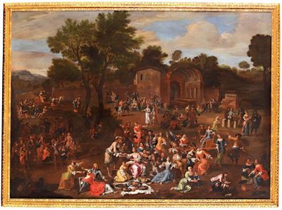 Christian Reder (leipzig 1656 - Roma 1729), Detto Monsù Leandroscena di Danze in Strada