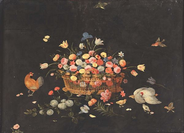 Ferdinand Van Kessel (Breda 1648-1696), attribuito a Cesto di fiori