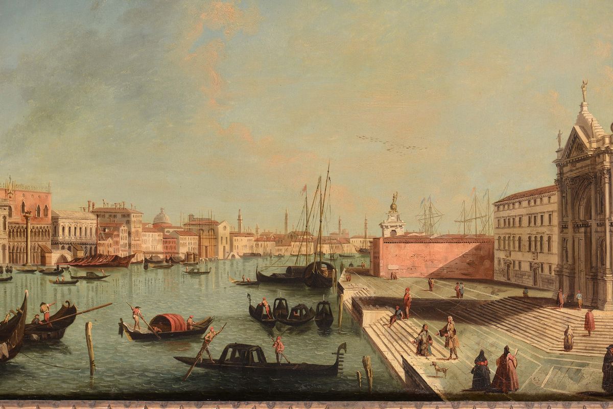 Giovanni Antonio Canal Detto Canaletto (venezia 1697-1768) Bottegaveduta del Canal Grande con la ...