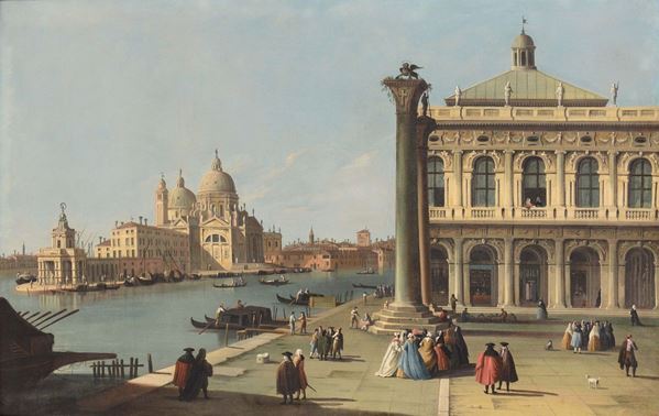 Giovanni Richter (Stoccolma 1665 - Venezia 1745) Veduta del Canal Grande dalla Piazzetta con la punta  [..]